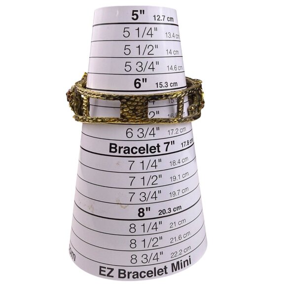 Antique-Style Gold Tone Rhinestone Hinged Floral Bracelet Gold & Brown Colors - Picture 5 of 6